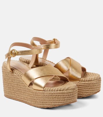 Sandalias con plataforma de piel y rafia | Gianvito Rossi
