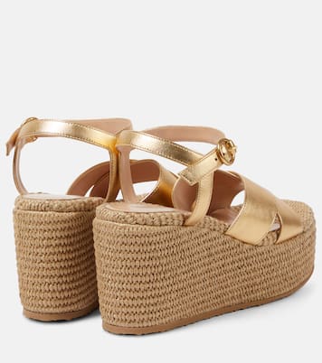 Sandalias con plataforma de piel y rafia | Gianvito Rossi