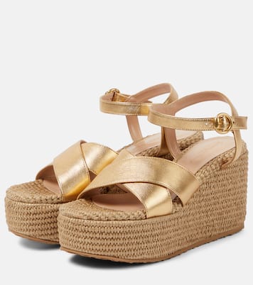 Sandalias con plataforma de piel y rafia | Gianvito Rossi
