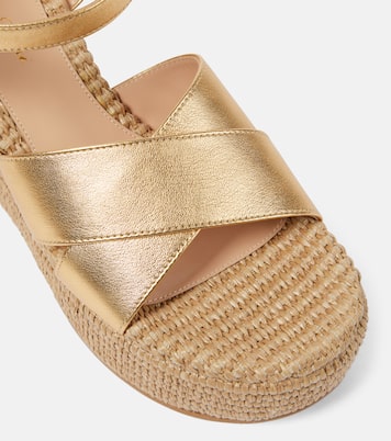 Sandalias con plataforma de piel y rafia | Gianvito Rossi