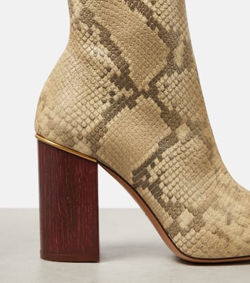 Ambre snake-effect leather ankle boots | Chloé
