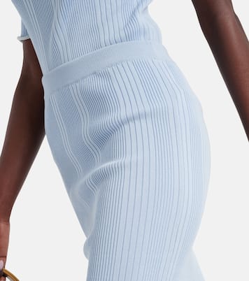 Gonna midi in cotone a coste | Bottega Veneta