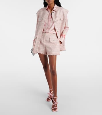 Veste sans manches oversize en tweed de coton mélangé | Versace