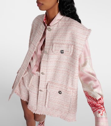 Veste sans manches oversize en tweed de coton mélangé | Versace