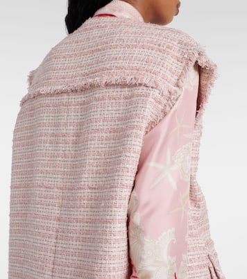 Veste sans manches oversize en tweed de coton mélangé | Versace