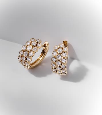 Orecchini a cerchio 3 Row in oro 18kt con diamanti | Anita Ko