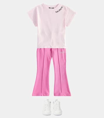 T-shirt in jersey di cotone con logo | Balmain Kids