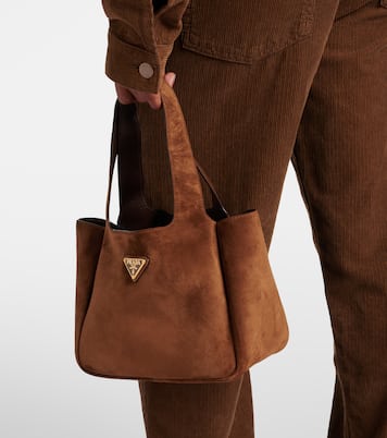 Borsa a spalla Medium in suede | Prada