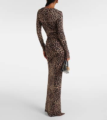 Leopard-print wool jersey maxi dress | Blumarine