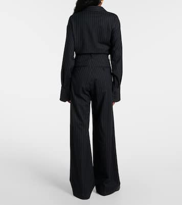 Pantalon ample rayé en laine mélangée | Plan C