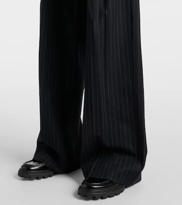 Pantalon ample rayé en laine mélangée | Plan C