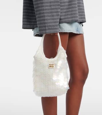 Tote Ivy aus Häkelstrick mit Pailletten | Miu Miu