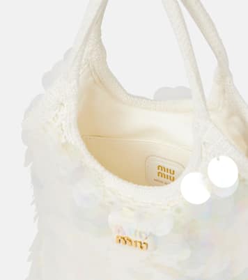 Tote Ivy aus Häkelstrick mit Pailletten | Miu Miu