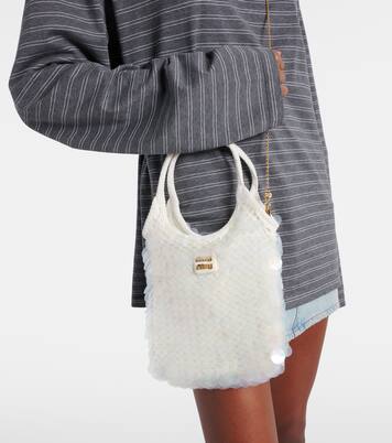 Tote Ivy aus Häkelstrick mit Pailletten | Miu Miu