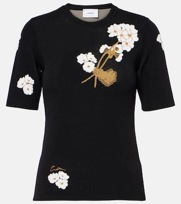 T-shirt in maglia jacquard a fiori | Erdem