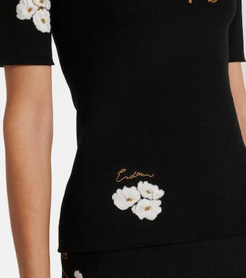 T-shirt in maglia jacquard a fiori | Erdem