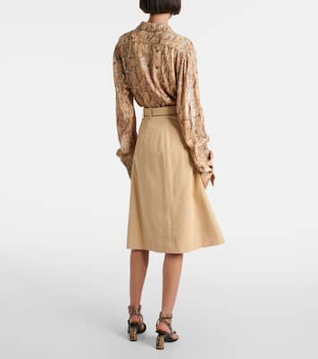 Gonna midi in popeline di cotone | Dries Van Noten