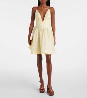 Illuminate pleated silk and linen minidress | Zimmermann