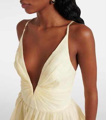 Illuminate pleated silk and linen minidress | Zimmermann