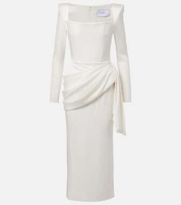 Bridal draped crêpe satin bustier gown | Alex Perry