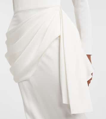 Bridal draped crêpe satin bustier gown | Alex Perry