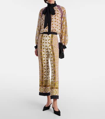 Cerere printed tie-neck silk blouse | La DoubleJ