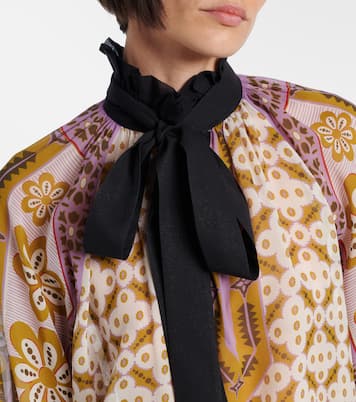 Cerere printed tie-neck silk blouse | La DoubleJ