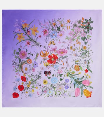 Floral silk twill scarf | Gucci