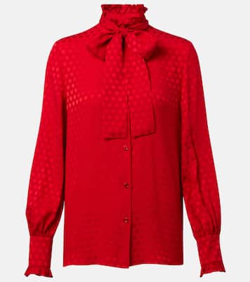La Cour De Cœur bow-detail silk crêpe shirt | Valentino