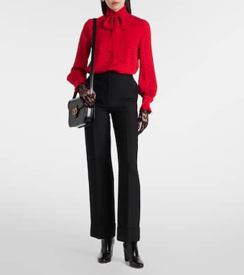 La Cour De Cœur bow-detail silk crêpe shirt | Valentino