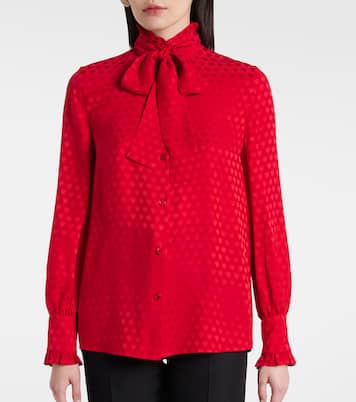 La Cour De Cœur bow-detail silk crêpe shirt | Valentino