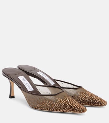 Vivi 65 crystal-embellished mesh mules | Jimmy Choo