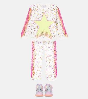 Fringed printed cotton jersey sweatshirt | Stella McCartney Kids