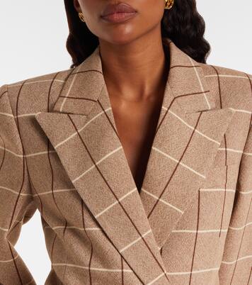 Checked double-breasted virgin wool blazer | Valentino