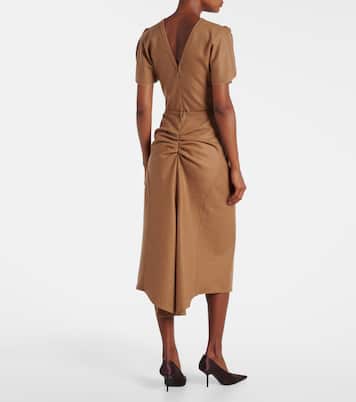 Gathered wool and cashmere midi skirt | Victoria Beckham