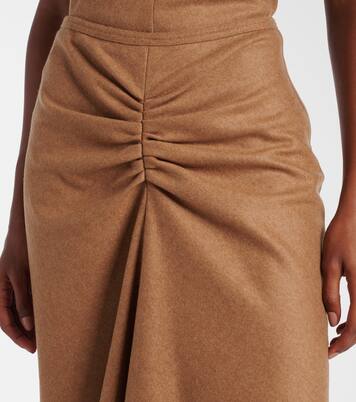 Gathered wool and cashmere midi skirt | Victoria Beckham