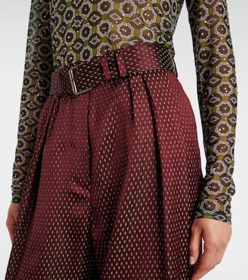 Pantalones anchos de tiro alto con cinturón | Dries Van Noten