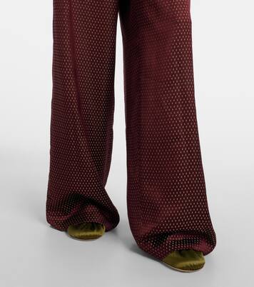 Pantalones anchos de tiro alto con cinturón | Dries Van Noten
