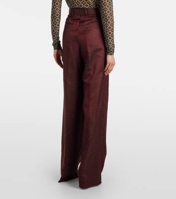 Pantalones anchos de tiro alto con cinturón | Dries Van Noten