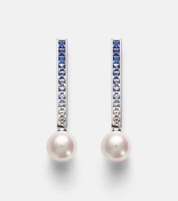 18kt white gold earrings with pearls and sapphires | Mikimoto