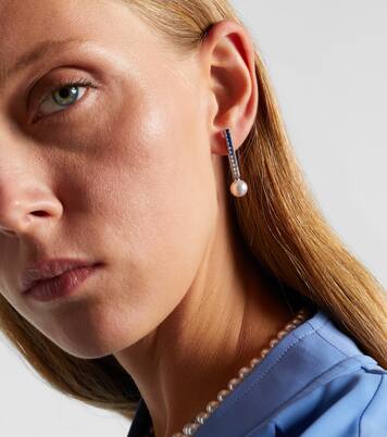 18kt white gold earrings with pearls and sapphires | Mikimoto