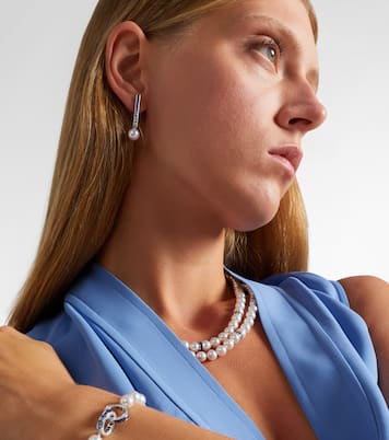 18kt white gold earrings with pearls and sapphires | Mikimoto