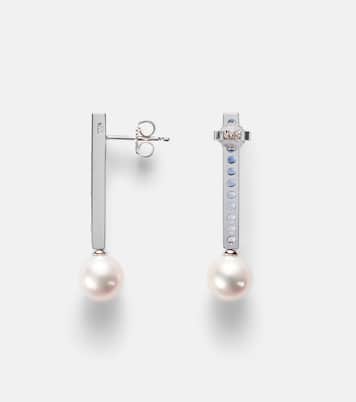 18kt white gold earrings with pearls and sapphires | Mikimoto