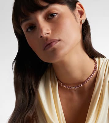 Tennis 18kt rose gold necklace with sapphires and diamond | Shay Jewelry