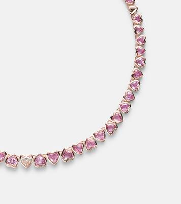 Tennis 18kt rose gold necklace with sapphires and diamond | Shay Jewelry