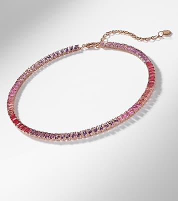 Tennis 18kt rose gold necklace with sapphires and diamond | Shay Jewelry