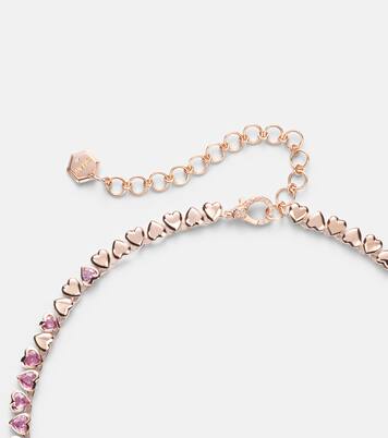Tennis 18kt rose gold necklace with sapphires and diamond | Shay Jewelry