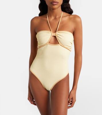 Sea Salt cutout halterneck swimsuit | Johanna Ortiz