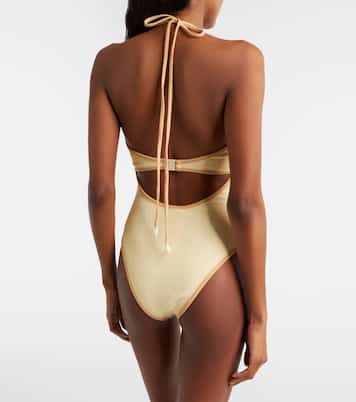 Sea Salt cutout halterneck swimsuit | Johanna Ortiz