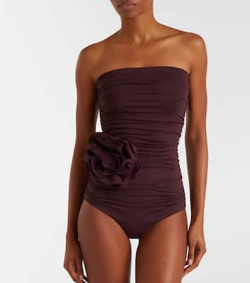 Floral-appliqué ruched swimsuit | Magda Butrym